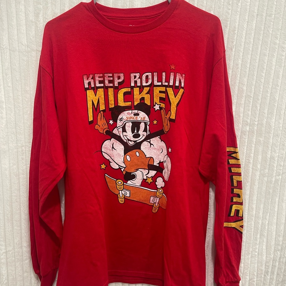 NWOT Disney Keep Rollin Mickey Long Sleeve Size Large
